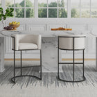 Manhattan Comfort - Cosmopolitan tabouret de comptoir moderne du milieu du siècle de 23,7 po en similicuir crème et noir, lot de 3-Cadre en métal durable avec un design géométrique