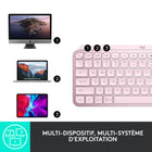 Logitech - MX Keys Mini Minimaliste Clavier Sans Fil Illuminé - USB-C - Rose-Illumination Intelligente : Le clavier sans fil aux touches rétroéclairées s'illuminent au moment où vos mains s'approchent, et s'ajuste automatiquement aux conditions changeantes d'éclairage