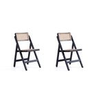Manhattan Comfort - Lot de 2 chaises pliantes de salle à manger Pullman 46 cm style industriel chic, noir et cannage naturel-Moderne - Chaise de salle à manger pliante en rotin au style industriel chic parfaite pour la salle à manger lot de 2
