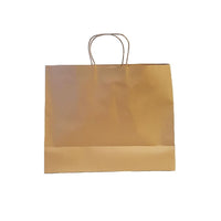 Wamaco - Sacs de magasinage recyclés 100 %, poignée torsadée, Kraft, 16 x 6 x 13 po, paquet de 100 (14-5703K)-Kraft 100% recyclé, emballage pour tous les produits de détail, utilisez des autocollants avec logo de l'entreprise ou un tampon encreur pour la publicité.