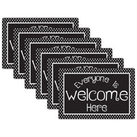 Ashley Productions - Smart Poly Tapis de souris pour ordinateur - 8" x 10" - Tout le monde est le bienvenu ici - Points NB - Paquet de 6-Commencez votre journée du bon pied avec ces accessoires élégants et fonctionnels qui arborent des citations inspirantes et des expressions positives.