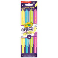Crayola - Surligneurs rétractables Clicks Crayola, ensemble de 4 - Couleurs assorties-Comprend 4 surligneurs rétractables aux couleurs vives