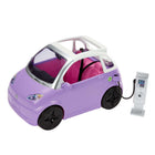 Mattel - Véhicule électrique Barbie avec station de recharge et prise-Laissez-vous emporter par le bon temps avec le "véhicule électrique" de Barbie ! Non seulement les roues roulent vraiment pour le jeu de conduite, mais il est aussi très mignon avec son toit ouvrant et son manteau violet.