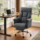 HOMCOM - Fauteuil de bureau exécutif inclinable avec repose-pieds et appui-tête - gris foncé-Le dossier inclinable à 3 niveaux (105°, 120° et 135°) offre un confort optimal