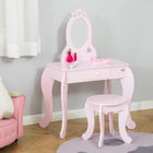 Qaba - Ensemble coiffeuse pour enfants avec miroir et tabouret - Rose-Material: MDF, Acrylic 