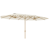 Outsunny - Parasol double de jardin avec protection UV 30+ - 179,1 po l x 104,3 po P - beige-La toile UV30+ de ce double parapluie bloque 95 % des rayons UV nocifs
