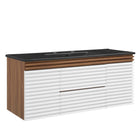 Modway - Render Fixation murale de 48" Vanette de salle de bain - Noyer blanc Noir-Vanité moderne du milieu du siècle