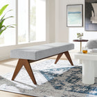 Modway - Lyra 63" Tissu tapis Banc - Gris clair-Rubberwood Legs