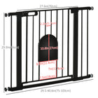 PawHut - Barrière pour animaux de compagnie extra large 30"-41" avec petite porte - 30"L - Noir-Cadre métallique robuste avec une surface traitée sans plomb, sûr