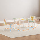 Qaba - Ensemble table et chaises 3 pièces pour enfants garçons et filles de 3 à 8 ans - vert-Jolie couleur verte avec des décorations d’animaux ludiques  

