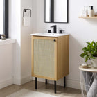 Modway - Chaucer 18" Vanette de salle de bain - Oak White-Poignée d’armoire en métal