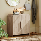 HOMCOM - Buffet moderne 31,5 po avec porte à fermeture douce - bois naturel-Charnières à fermeture douce permettant une fermeture silencieuse et en douceur des portes