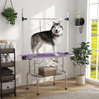PawHut - Table de Toilettage pour Chien Réglable avec 2 Sangles de Sécurité - Violet-Barre réglable en hauteur pour s’adapter en toute sécurité aux chiens de différentes tailles
