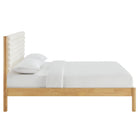 Modway - Olea Bois massif Boucle à touffes de canal Lit de plateforme complet, Feather Oak-Lattes de bois solides