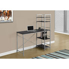 Monarch Specialties - 7166 Bureau 48 po L - Dessus Espresso/Metal Argent-Avec 4 grandes étagères fixes pour ranger les livres, les documents ou pour exposer des objets décoratifs dans un style très tendance.