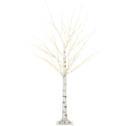 HOMCOM - Arbre de bouleau artificiel lumineux 5 pi avec 96 LED blanc chaud - blanc-Lumières LED blanches chaudes pour décorer l'arbre avec une texture d'écorce de bouleau réaliste 