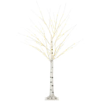 HOMCOM - Arbre de bouleau artificiel lumineux 5 pi avec 96 LED blanc chaud - blanc-Lumières LED blanches chaudes pour décorer l'arbre avec une texture d'écorce de bouleau réaliste 