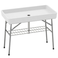 Outsunny - Table glacière pliante 3,4 pi avec évacuation-La table glacière comprend un tuyau de vidange et une étagère supplémentaire pour le rangement