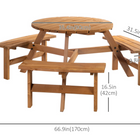 Outsunny - Ensemble table de pique-nique avec bancs et trou pour parasol pour 6 personnes - brun-Coussin rembourré en forme de "U" pour un confort supplémentaire en position assise ou allongée