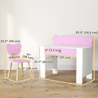 Qaba - Ensemble table et chaises d'étude pour enfants avec tiroir de rangement - Motif ours - Rose-Le bureau spacieux offre confort et facilité d'utilisation 