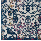 Modway - Reflect Treillis floral orné de primevère Tapis intérieur/extérieur de 8 pi l x 10 pi L - Ivoire Bleu foncé Multicolore-Haute densité / Tissé à la machine
