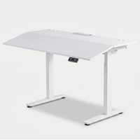 MotionGrey - Bureau debout électrique réglable Ultra  avec plateau inclinable - 55,1 po - Blanc-Bureau électrique de 55,1 po offrant un réglage motorisé de la hauteur pour travailler assis ou debout