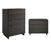 Manhattan Comfort - Granville commode et chiffonnier modernes - gris foncé - ensemble de 2-Commode de chambre moderne-contemporaine avec une touche de glamour comprenant 1 chiffonnier et 1 commode standard