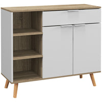 HOMCOM - Buffet 37,4 po L - blanc-Grand espace de rangement avec trois compartiments ouverts, une armoire et un tiroir pour ranger les fournitures quotidiennes 