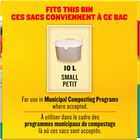 Glad - Petits sacs compostables à cordon coulissant - non parfumés - 10 L - Paquet de 15-100 % COMPOSTABLES: Ces sacs sont certifiés compostables par les organismes de normalisation industrielle BPI et BNQ, et sont conformes aux exigences des programmes municipaux de compostage ainsi qu’à la norme ASTM D6400.