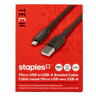 Staples - TECH Câble de chargement micro-USB vers USB-A - 6,5 pi - blanc-Câble micro-USB vers USB-A de 6,5 pi (2 m) qui transfère les données à des vitesses allant jusqu’à 480 Mb/s