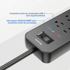 ShoppingAll - Huntkey parasurtenseur multiprise avec 6 prises et 2 ports USB – 4 pi – noir - Paquet de 2-Certifiée ETL avec boîtier ignifuge en ABS+PC, plus trous de fixation à l’arrière pour un montage facile au mur ou sous un bureau et une meilleure gestion des câbles