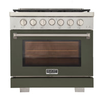 Kucht - 36 po Série KFX-X Cuisinière Pro Style au gaz propane - Acier inoxydable/Vert olive-Nouveaux brûleurs true simmer pour une cuisson délicate à basse température