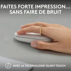 Logitech - Pebble Mouse 2 M350s fine sans fil Bluetooth, portable, légère, boutons personnalisables - Blanc-Faites discrètement forte impression: laissez votre travail parler plus fort que vos clics. La discrète souris Pebble Mouse 2 M350s dotée de la technologie Silent Touch élimine 90% du bruit des clicsv
