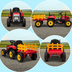 Aosom - tracteur pour enfants 12v avec remorque, son de démarrage musical - rouge-Indicateur de puissance pour surveiller la charge restante de la batterie 