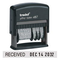 Trodat - Timbre dateur auto-encreur 4817 - anglais-Comprend les 12 phrases les plus utilisées au bureau : Answered, Backordered, Cancelled, Billed, Charged, Delivered, Entered, Paid, Received, Shipped, Faxed et Checked  