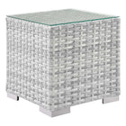Modway - Convene Terrasse extérieure Table d’appoint - Gris clair-Tissage en rotin synthétique