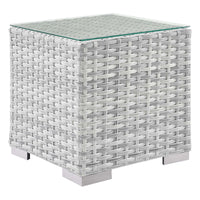 Modway - Convene Terrasse extérieure Table d’appoint - Gris clair-Tissage en rotin synthétique