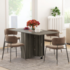 HOMCOM - Table à manger pliante avec abattant, étagères à 2 niveaux et roulettes pour 2-4 personnes - grain de bois gris-utilisez cette table à manger extensible de trois façons : aucun côté relevé, un seul côté relevé ou les deux côtés relevés