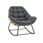 Manhattan Comfort - Ensemble de 6 fauteuils à bascule modernes d'extérieur Benson - Gris-Structure en acier résistant à la rouille enveloppée de corde en rotin PE parfaite pour l'extérieur