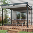 Outsunny - Pergola avec Auvent Rétractable, Tonnelle de Jardin - 10 pi x 10 pi-La toile en polyester est rétractable, elle glisse pour vous protéger du soleil 
