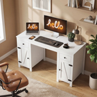 HOMCOM - Bureau exécutif style ferme 53 po avec tiroirs et 2 armoires - grain de bois blanc-Les étagères réglables permettent un rangement flexible pour des objets de différentes tailles