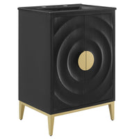 Modway - Beau 24" Vanité de salle de bain avec lavabo - Noir noir-Conception en cercle concentrique