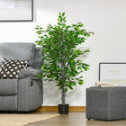 HOMCOM - Arbre artificiel ficus 4,5 pi avec feuilles réalistes pour intérieur - vert-756 feuilles et une couleur verte vibrante pour un aspect réaliste 