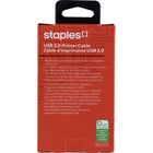 Staples - Câble USB-A/B - 7 pi-Installation facile - Ce câble USB mâle A vers mâle B permet de brancher en toute facilité votre ordinateur portable ou de bureau à des imprimantes, numériseurs et autres appareils compatibles USB