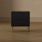 Manhattan Comfort - Table de chevet Avira 20" style milieu du siècle moderne à 2 tiroirs - Noir-Assemblage à domicile requis Tout le matériel inclus