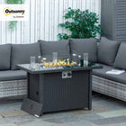 Outsunny - Table de foyer au propane 43 po, table de feu d’extérieur-Sert à la fois de brasero et de table en rotin