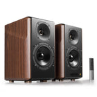 Edifier - S2000MKIII Enceinte de bibliothèque active 2.0 audiophile avec connexion à entrées multiples - Brun-L'écran ACL OLED affiche la source, le volume et les modes d'effets sonores