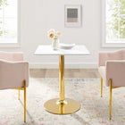 Modway - Verne 28 po Carré Table à manger, Or Blanc-Plateau en MDF