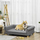 PawHut - Canapé moderne pour animaux, chat ou grand lit moyen avec coussin de siège amovible - gris foncé-Design classique avec trois côtés de soutien 