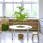 Beleduc Furniture - table ronde de classe Emmanuele - avec un trou rond au centre - 120 L X 120 W cm - blanc-Design adapté aux enfants avec des coins arrondis